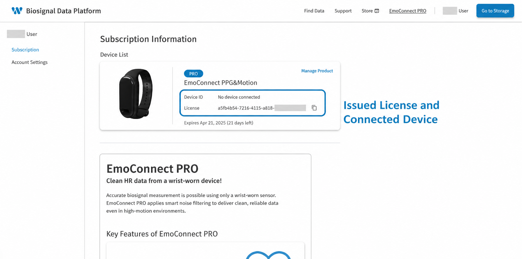 Biosignal Data Platform before device connection
