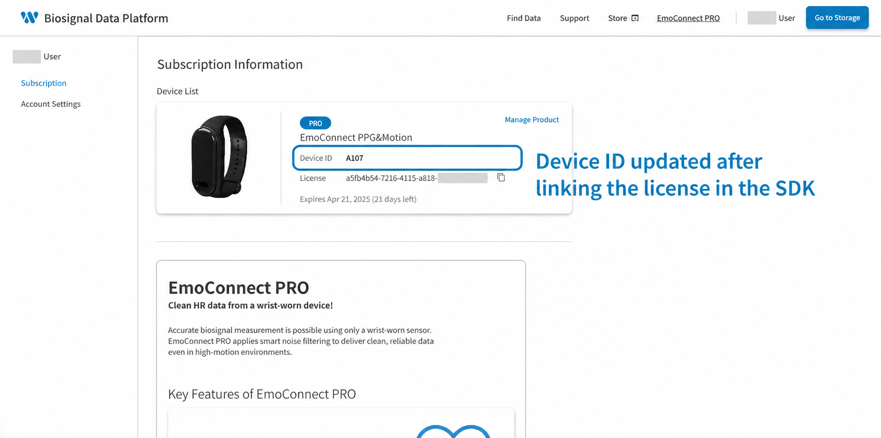 Device ID updated after SDK license connection